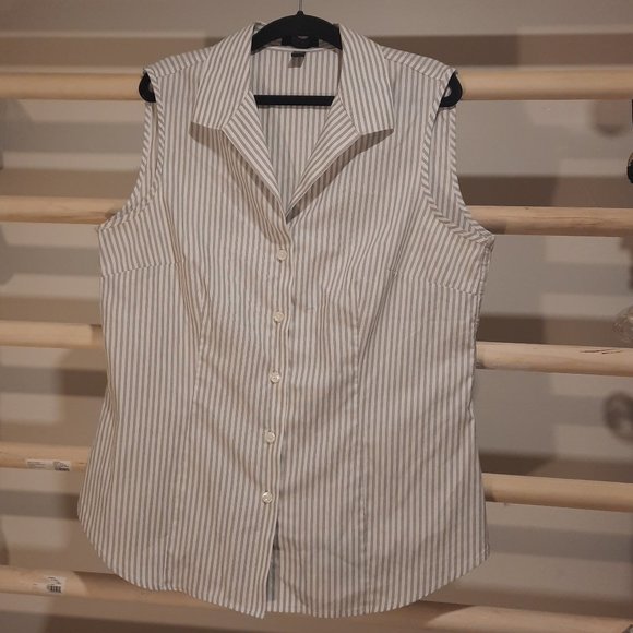 Stripe Easy Care Button Down Blouse - Picture 1 of 7